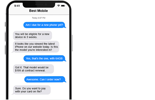 O Mix.dialog interpreta as mensagens dos usuários para fornecer a resposta correta, da forma como é exibida na tela do celular.