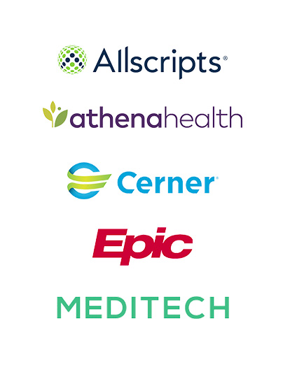 Allscripts, athenahealth, Cerner, Epic, Meditech logos