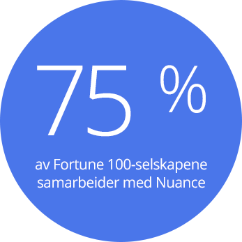 85 % av Fortune 100-selskapene samarbeider med Nuance 85 % av Fortune 100-selskapene samarbeider med Nuance